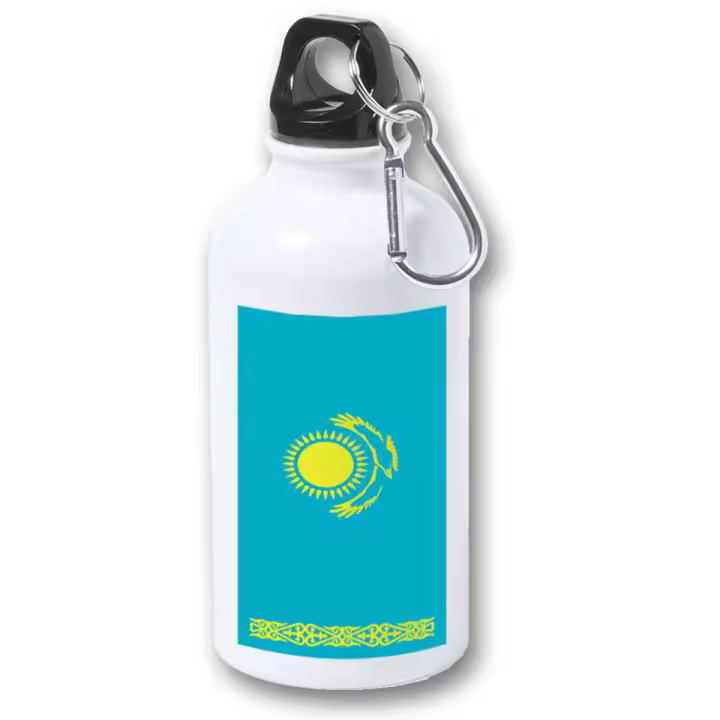MERCHANDMANIA BIDON 400ML METALICO bandera kazajistán pais gobierno kazajo para viaje y deporte - 1