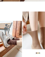 3 Pares De Calcetines De Algodón Para Mujer Estilo Coreano Casual Transpirables Calcetines De Color Caqui Para Niñas - details 5