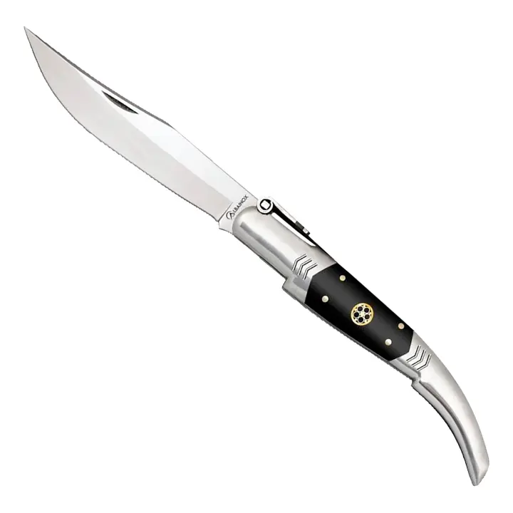 Navaja Albainox - Arabe Carraca, Acero Inoxidable. Hoja de 10 cm. Mango de Stamina Negra con Mosaico, Campig Caza, 01725 - 1