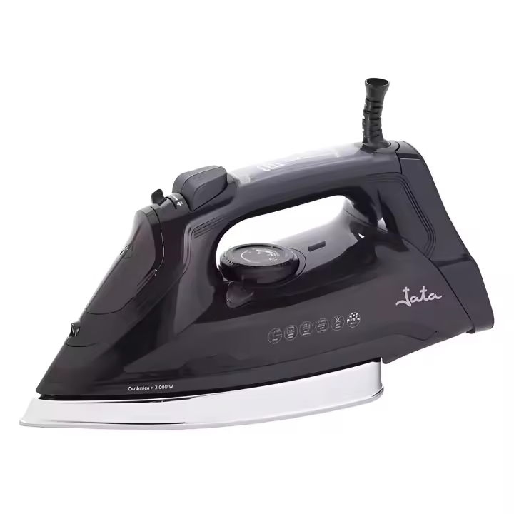 Plancha Cerámica 3000W Jata L622C Negra. Plancha de vapor por cerámica, máxima rapidez y eficacia en tu planchado Potencia 3.000 W Suela cerámica Autolimpieza Antigoteo Antical permanente - 1