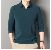 Camisa Polo De Lana De Color Sólido Para Hombre Primavera Otoño Cuello En Escalera De Lujo Calidad Diseño Casual Top De Manga Larga - details 4