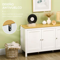 HOMCOM Aparador Armario de Cocina con 3 Puertas Buffet de Salón con Estantes Ajustables para Comedor Estilo Moderno 120x40x70 cm Blanco - details 5