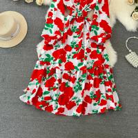 Vestido Largo De Mujer Estampado Floral Casual Con Mangas Largas Cuello Enrollado Vestido Bohemio Para Playa Y Fiesta - details 39