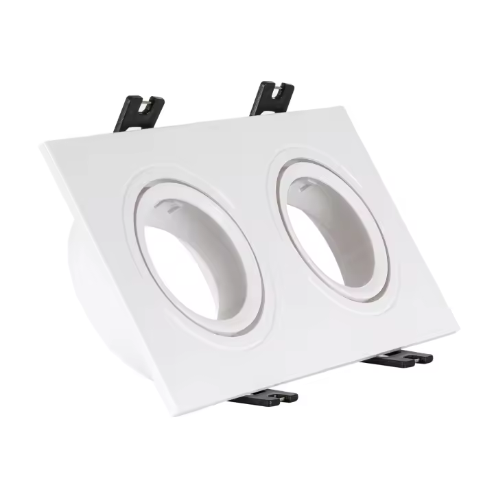 Ledkia Aro Downlight Cuadrado Basculante para dos Bombillas LED GU10 / GU5.3 Corte 75x150 mm Blanco - 1
