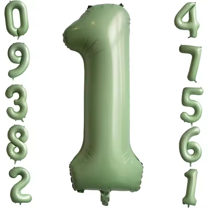 Ballon Numéro 1 Vert Sauge, 40 Pouces Ballons Numérotés en Feuille d'hélium Ballon d'âge d'anniversaire Ballons Vert Olive Pour Garçons Filles Anniversaire Graduation Décorations de fête à Thème Forêt - 1
