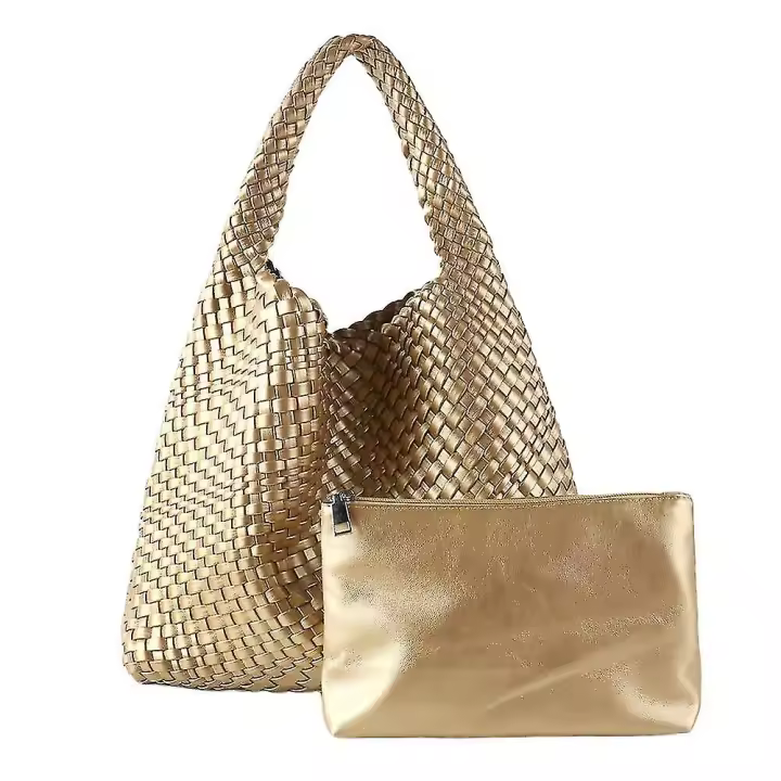 Leather Woven Bag For Women Fashion Shoulder Hobo Bags Tote Handbag Top Handle Bucket Bags - 1