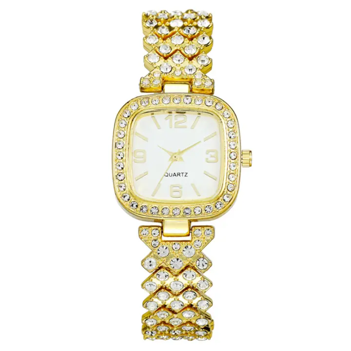 Reloj para mujer con piedras brillantes, diamantes, letras romanas y numeración, movimiento de cuarzo, un reloj de lujo para la mujer - 1