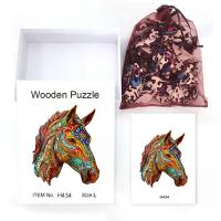 Rompecabezas De Madera En Forma De Caballo De Color Caja De Regalo Personalizada Jigsaw Puzzle De Animales Para Interacción Familiar Regalo Único Para Mayores - details 8