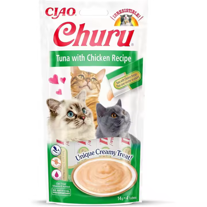 Pack de 3  Churu Snack Puré Receta De Atún Con Pollo Para Gatos 4X14gr - 1