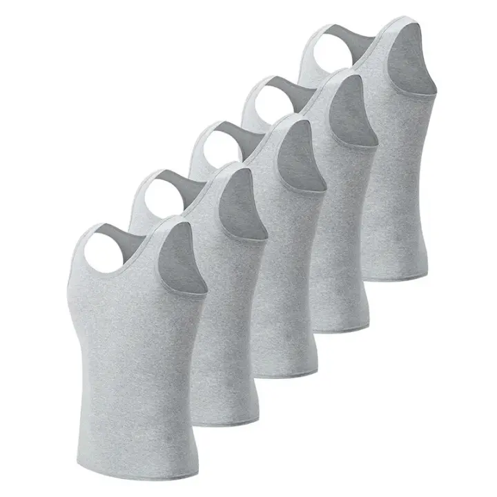 Chaleco Sin Mangas De Algodón Para Hombres 5-Piezas Talla Grande Estilo Europeo Y Americano Fitness Simple Y Sencillo - 1