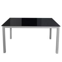 Miroytengo Mesa Superficie Fija Cadell Cristal Negro Estructura Metal 140x190 Cm Mesa De Comedor Salón Moderno - details 2