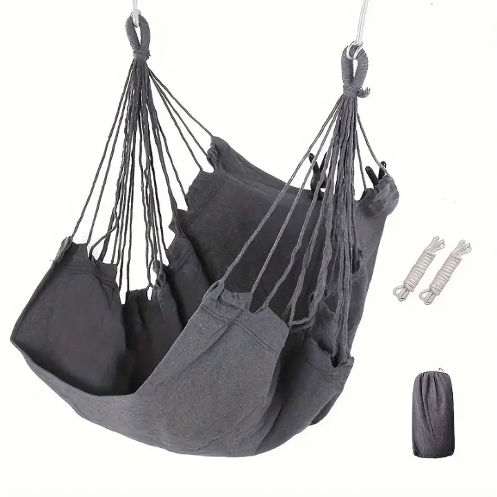 Silla De Hamaca De Tela Individual Con Base Antideslizante Y Bolsa De Almacenamiento Ideal Para Dormitorios Y Relajación - 1