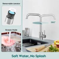 BIT Grifo Cocina Giratorio de 360°, Grifos Cocina Fregadero Monomando Acero Inoxidable SUS304 con Aireador, L-Form Alta Presión Universal, Mezclador de Fregadero Cocina Cepillado - details 2