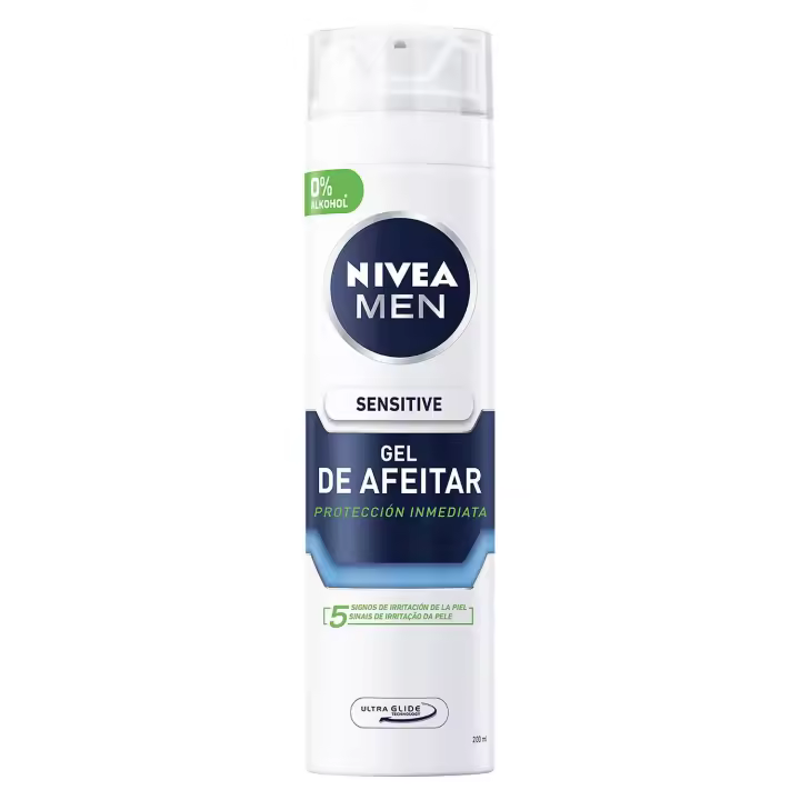 NIVEA MEN Sensitive Gel de Afeitar para Piel Sensible – 200 ml – Protección Anti-Irritación y Afeitado Suave【ROUA】 - 1