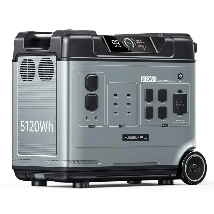 OUKITEL ABEARL P5000 Estación de Energía Portátil,  5120Wh Batería LiFePO4, Salida de 2200W, UPS 2000W sin interrupciones, 15 Salidas, Pantalla LCD HD, Sistema BMS Inteligente, Adecuado para suministrar energía a múltiples dispositivos al aire libre - 1