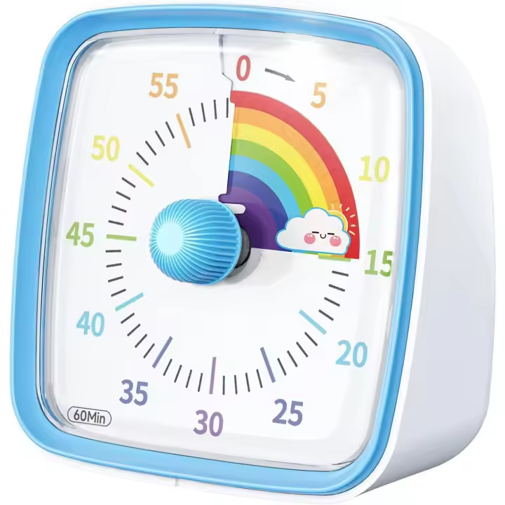 Temporizador visual with Luz Nocturna, temporizador de Cuenta regresiva de 60 minutos para niños y Adultos, temporizador Silencioso PARA EL Aula, temporizador Pomodoro with Patrón de Arcoíris para el hogar, - 1