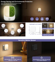 Lámpara De Noche LED Con Sensor De Movimiento Para Habitación Infantil EU Plug Automático De Atardecer a Amanecer Sensor Dimmable Sin Cable Para Armario - details 13