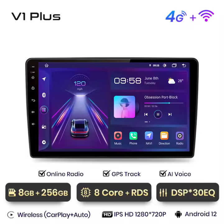 Junsun Android 13 Radio de Coche Estéreo para Renault Duster 2015-2020/ LADA Largus 2021 Radio Automotriz con CarPlay Inalámbrico Integrado para Apple y Android Auto Pantalla Táctil Automotriz Unidad Principal de Coche con Navegación GPS - 1