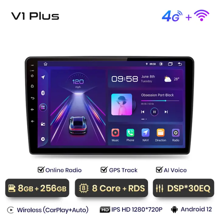 Junsun Android 13 Radio de Coche Estéreo para Renault Duster 2015-2020/ LADA Largus 2021 Radio Automotriz con CarPlay Inalámbrico Integrado para Apple y Android Auto Pantalla Táctil Automotriz Unidad Principal de Coche con Navegación GPS - 1