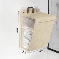 Cesta De Ropa Plegable Adhesiva Y Colgante Para Pared Multifuncional Organizador De Lavar Ropa Con Gancho De Malla Sin Cierre De Cremallera Material De Lona CANVAS Unisex - details 2