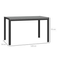 Outsunny Mesa de Comedor de Jardín de Ratán Sintético Mesa de Terraza Exterior con Estructura de Metal Resistente a Intemperie 120x70x72 cm Gris y Negro - details 2
