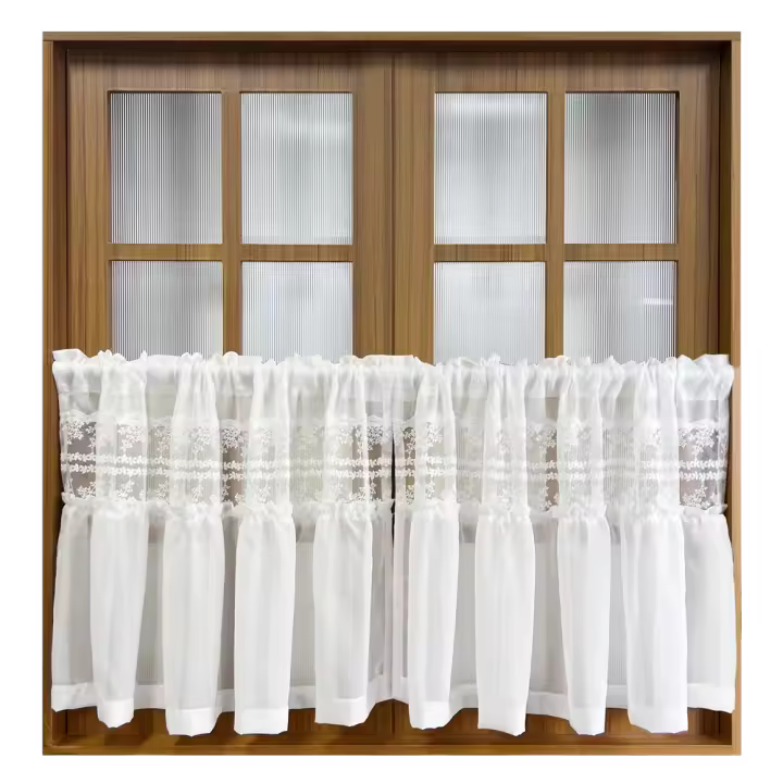 Cortinas De Encaje Blancas Transparentes Para Cocina Y Estudio Decoración De Ventanas Pequeñas Estilo Rustico Cortinas Para Puerta De Cocina - 1