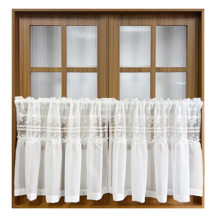 Cortinas De Encaje Blancas Transparentes Para Cocina Y Estudio Decoración De Ventanas Pequeñas Estilo Rustico Cortinas Para Puerta De Cocina - 1