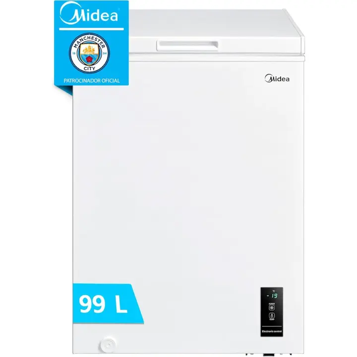 MIDEA Arcon Congelador Pequeño Horizontal de 99L, Motor Inverter, Control Electrónico de Temperatura, Tecnologia D-TYPE Tube, Cestas con Asa, Easy Move, Silencioso 39dBA, Bajo Consumo, Blanco - 1