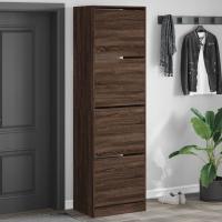 vidaXL Mueble Zapatero 4 Cajones Abatibles Estantes Organizador Color Gris hormigón,  Gris sonoma,  Marrón roble - details 2
