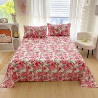 Sábana Plana De Cama Doble Con Estampado De Flor Roja Sábana Superior De Poliéster 100% Para Cama Individual/Reina/King - details 0