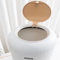 Cesta De Almacenamiento Redonda De Plástico Para Cocina Y Baño Con Tapa De Madera Granulo Contenedor Ecológico Para Basura - details 6