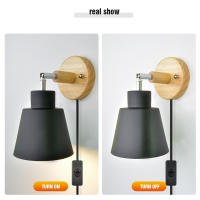 Nordic Wall light Indoor DIY E27 Wooden 6 Colors EU/UL Plug 350° Wall lamps For Living room Bedroom Aisle Sconce Fixtures Decov - details 4