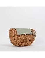 Bolso rafia de mujer con bandolera semicircular color verde - details 1