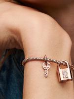 Pandora - Charm colgante de candado y llave - Baño de oro rosa de 14 k - details 3