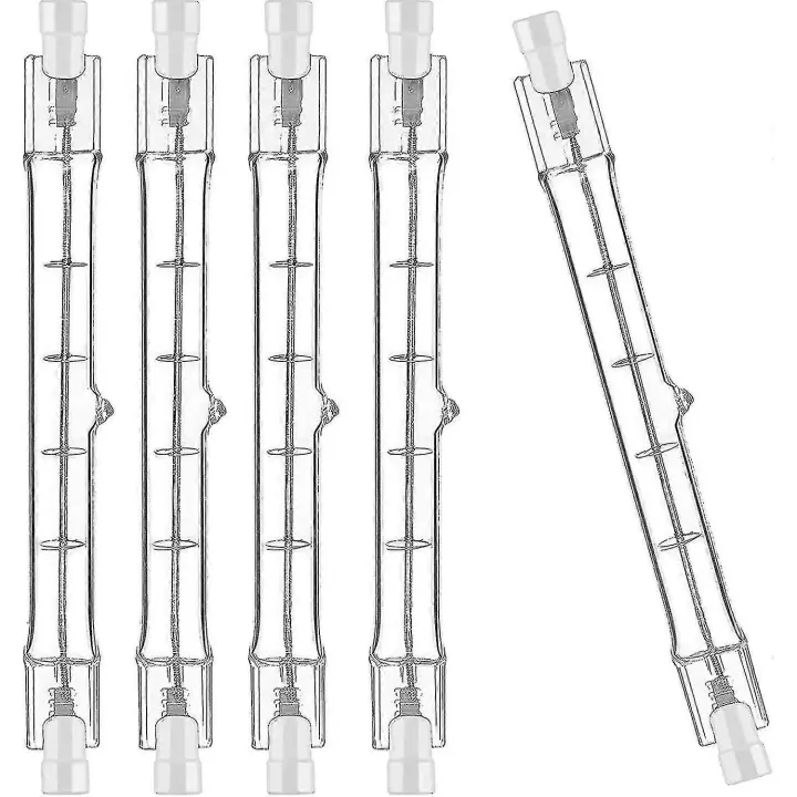 Paquete de 5 bombillas halógenas R7s de 118 mm, 200 W, 230 V, varilla halógena R7s de 118 mm, bombilla halógena regulable R7s para focos de construcción y iluminación de paisajes. - 1