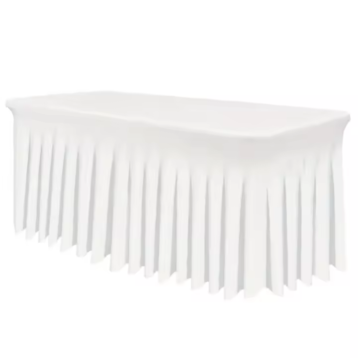 Mantel Estirable De Spandex Para Mesa Rectangular 6ft/8ft Con Falda De Mesa Telas De Mesa Stretch Para Bodas Fiesta Banquete Uso Doméstico Y Exterior - 1