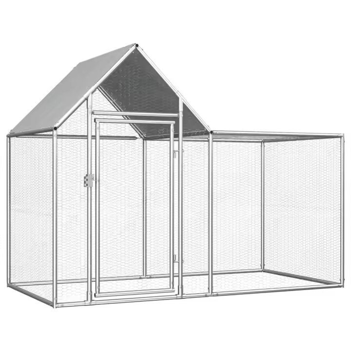 vidaXL Gallinero Metálico Acero Galvanizado Jaula Gallinas Conejos Dimensiones 2 x 1 x 1.5 m,  3 x 1 x 1.5 m,  5 x 1 x 1.5 m y mas - 1