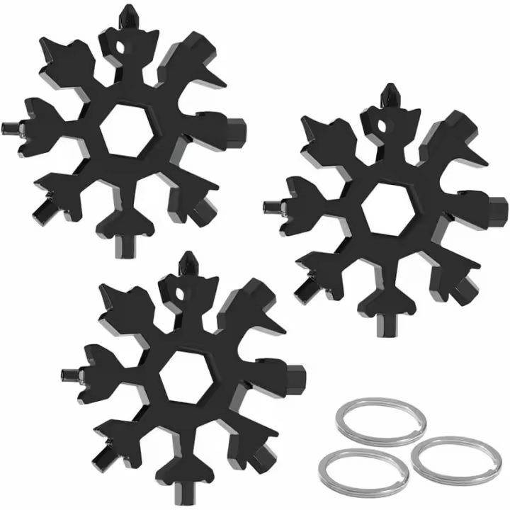 Multiherramienta de copo de nieve 18 en 1, llave de copo de nieve de acero inoxidable, llave destornillador abridor de botellas llave Allen, (negro) 3 piezas de girasol - 1