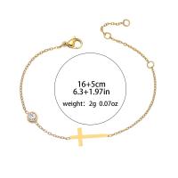 Pulsera De Cruz Para Mujer Simple Cadena Sencilla Con Encanto De Cruz Y CZ Brillante Joyería Moda Versátil Regalo Trendy - details 0