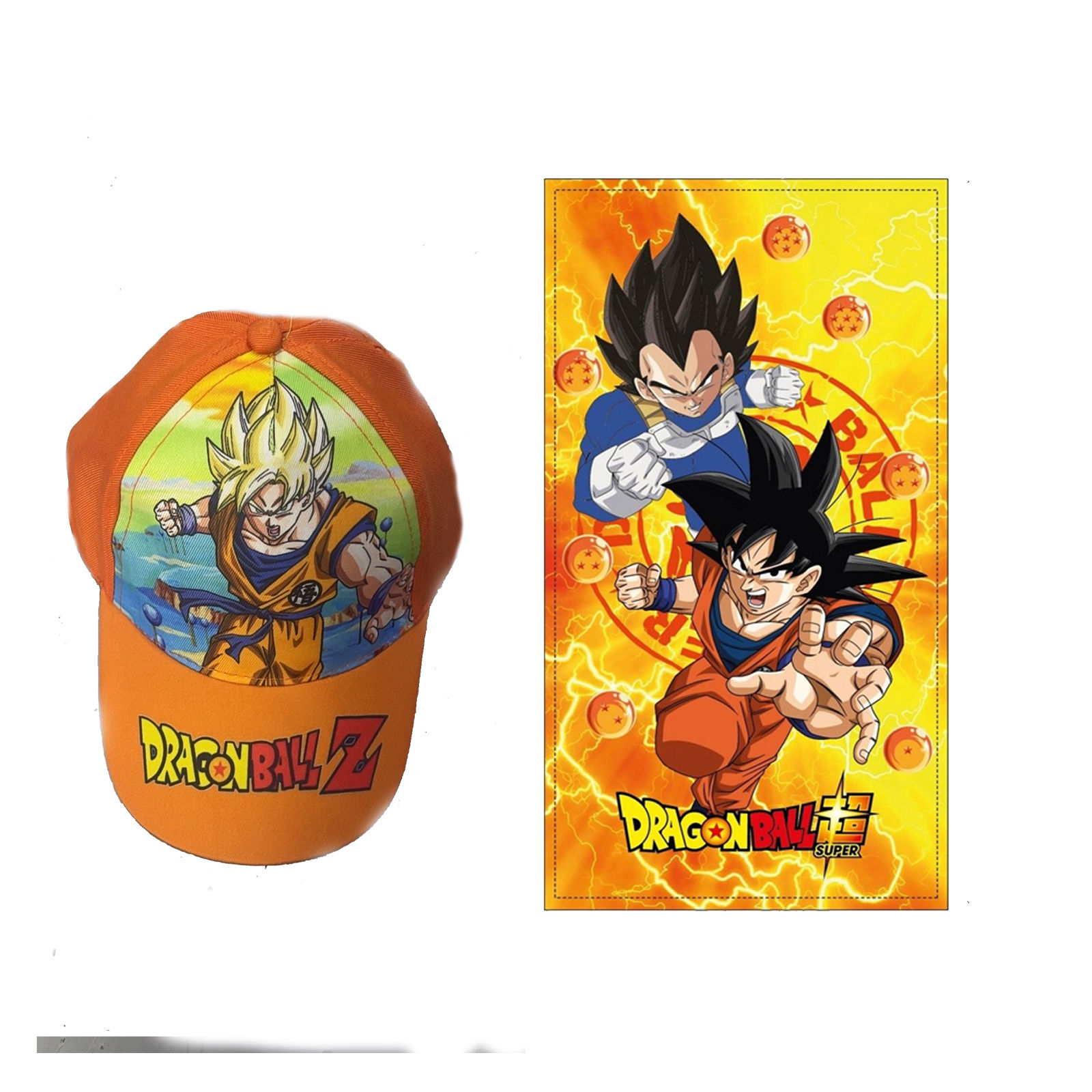 set gorra ninos + toalla microfibra 70*140cm dragon ball