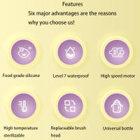 Cepillo eléctrico multifuncional para biberón, cepillo automático impermeable para taza, cepillo de limpieza de silicona de grado alimenticio para madre y bebé - details 5
