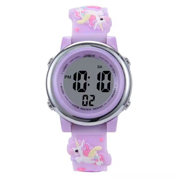 Reloj digital de muñeca con 7Luces de color waterproof de Diseños animados 3D para niños Pequeños con Alarma - 1