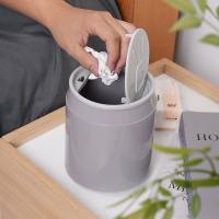 Nueva Creativa Papelera De Escritorio Mini Con Tapa Elástica Y Almacenamiento Para Dormitorio Y Baño Material Plástico Forma Redonda - details 3