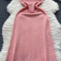 Vestido De Punto Sin Mangas Para Mujer YuooMuoo Primavera Verano Diseñador Rayas A-Line Midi Casual Sin Capucha Cierre Pullover - details 7