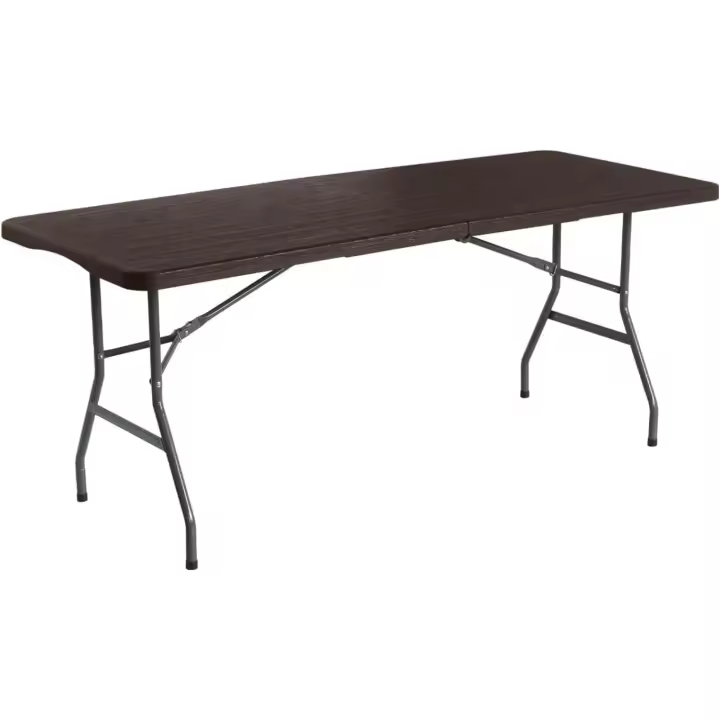 Mesa Plegable Rectangular Efecto Madera 180x74x74cm - 1
