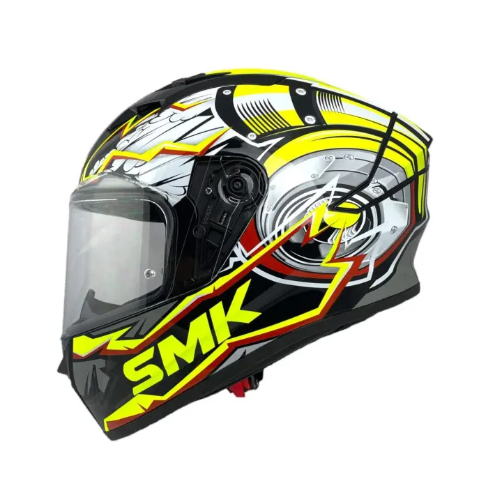 CASCO INTEGRAL MARCA SMK MODELO STELLAR TURBO AMARILLO FLUOR TOTALMENTE HOMOLOGADO - 1