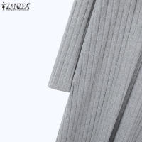 ZANZEA Vestido De Capucha Con Cuello V Y Manga Larga Estilo Casual Para Mujer Dress Maxi Otoño Invierno Cuello Redondo Suéter Drop-shoulder - details 14