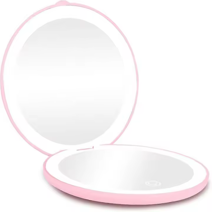 Compact 3.5Inch Travel Makeup Mirror,10X Magnification,Rechargeable, Dual-Sided, LED Lit, Portable Round Makeup Mirror for Girls, Students - 1