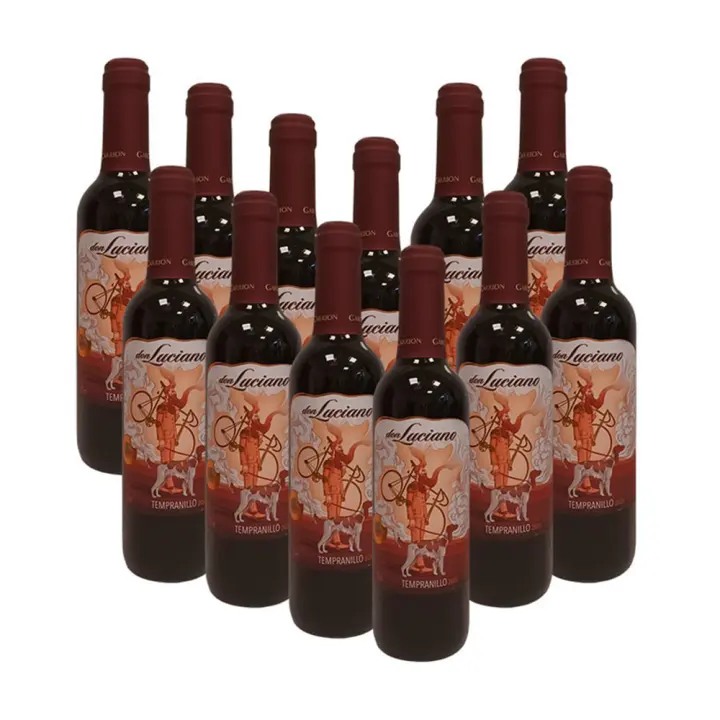 Deliex delicias de Extremadura. 12 Botellas Vino Don Luciano Tempranillo Cosecha 375ml - Detalles bodas hombres, Vinos para Detalles de Bodas, comuniones o bautizos - 1
