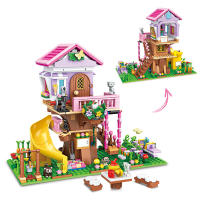Bloques De Construcción De Villa Creativa Para Verano Juguete DIY Para Niñas Regalo De Navidad Villa Al Aire Libre Con Árbol - details 0